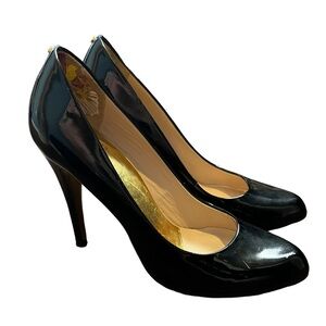 Ted Baker Marae Patent Leather Black Round Toe Pumps Heels